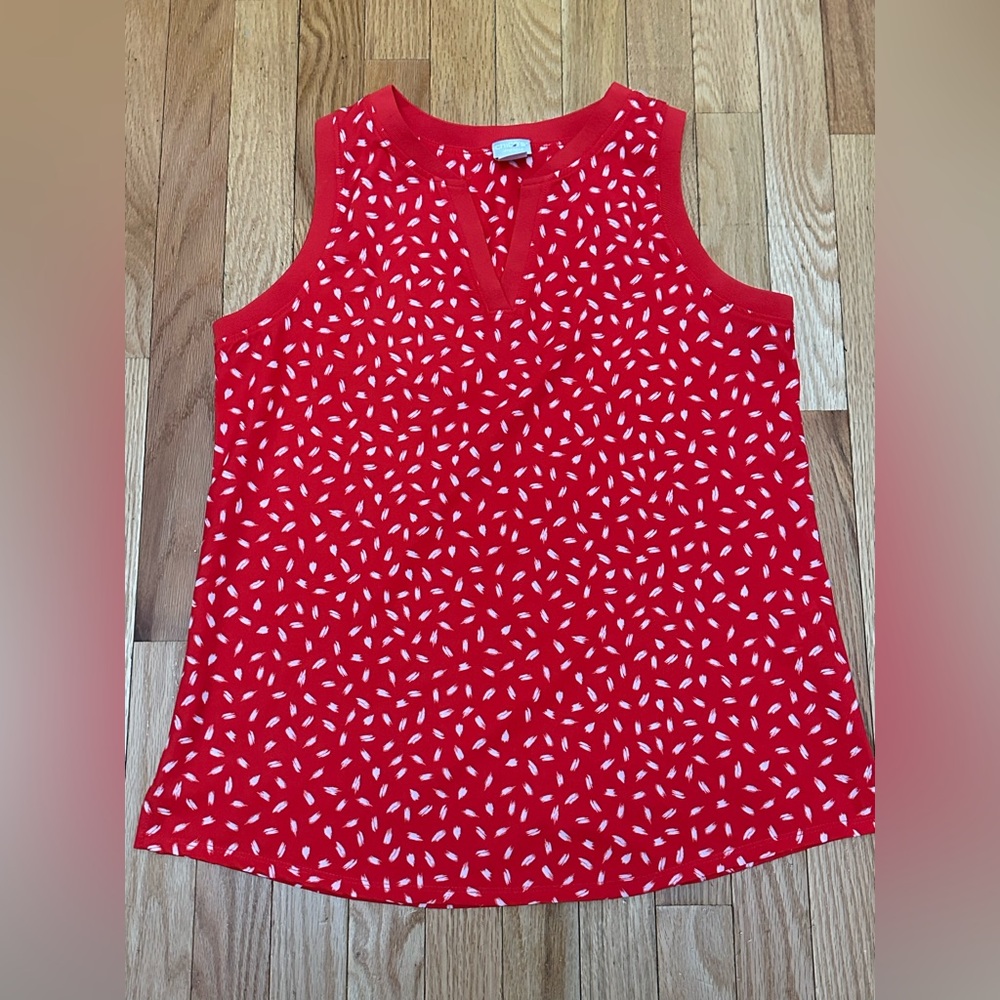 NWOT Chico's Red Tank with White Leaf Motif